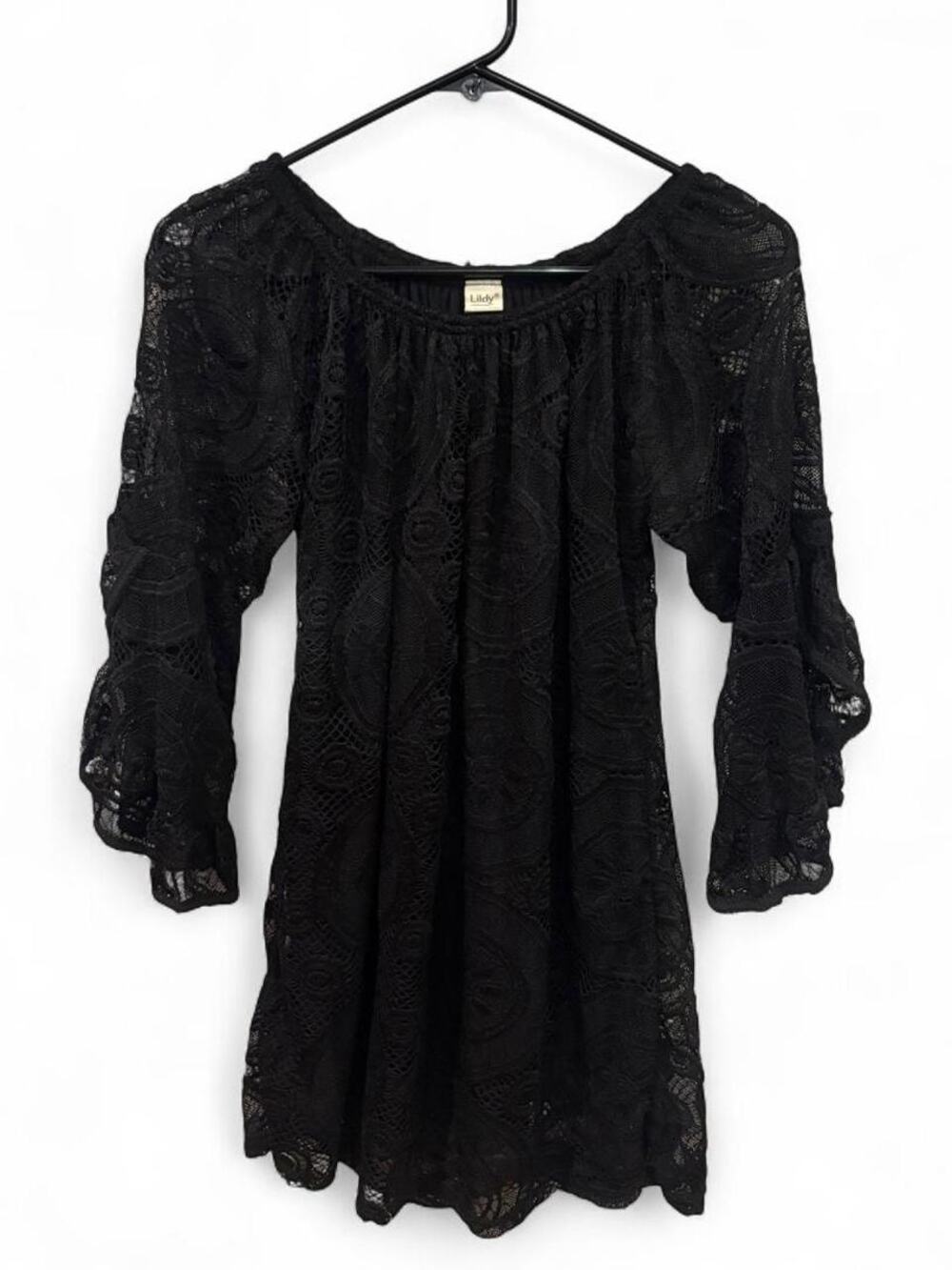 Black vintage lace tunic dress